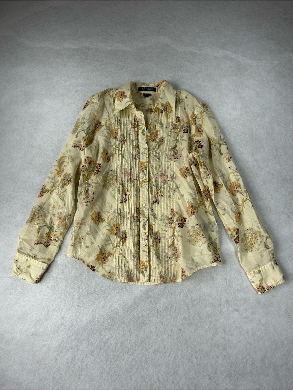 Lauren Ralph Lauren Floral Pintuck Cotton Cottagecore Blouse PS